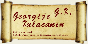 Georgije Kulačanin vizit kartica